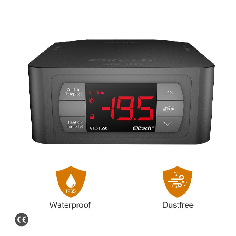 Elitech ATC-1550 Pre-wired Digital Temperature Controller, Heating, Cooling and Lighting Output, Touch-key Touch-key Thermostat with External Temperature Probe Sensor