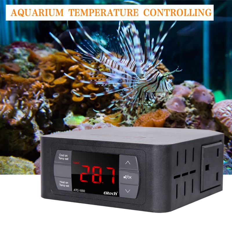 Elitech ATC-1550 Pre-wired Digital Temperature Controller, Heating, Cooling and Lighting Output, Touch-key Touch-key Thermostat with External Temperature Probe Sensor
