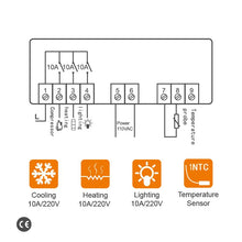 Load image into Gallery viewer, Elitech E-1000 Temperature Controller Thermostat, Automatic Switch Cooling and Heating, with Lighting Output, Touch Key, With NTC Temperature Probe Sensor