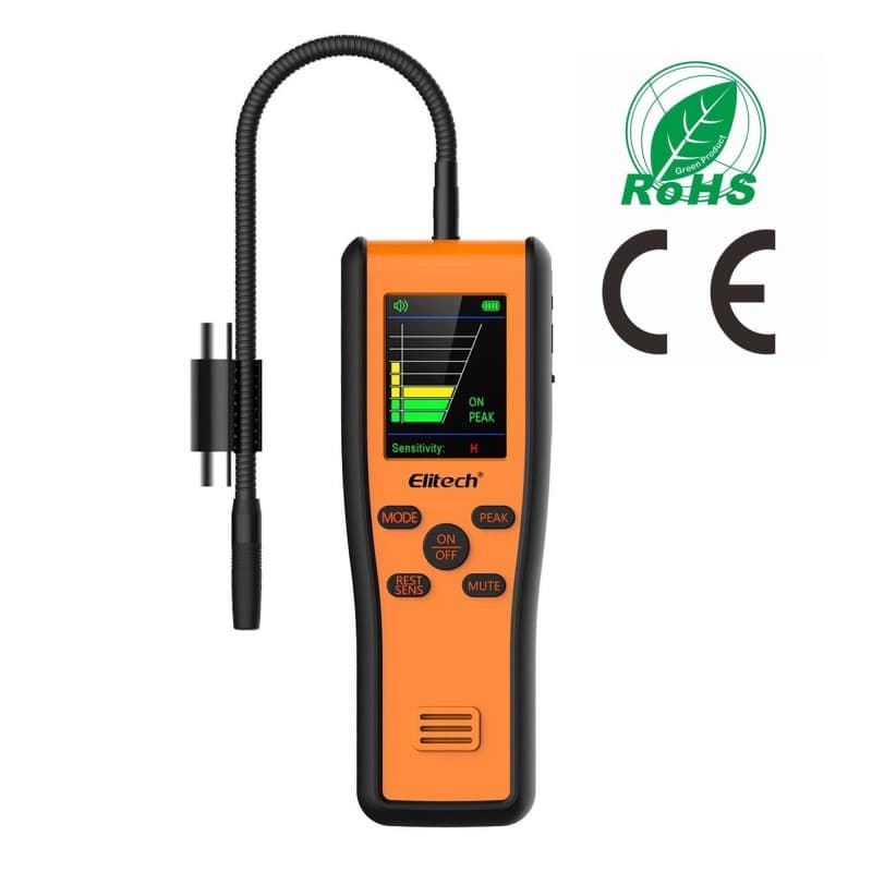 Elitech IR-200 Refrigerant Leak Detector 2-in-1 Infrared & Heated Diode Dual Sensor High Sensitivity Halogen Leakage Tester 10 Years' Sensor Life