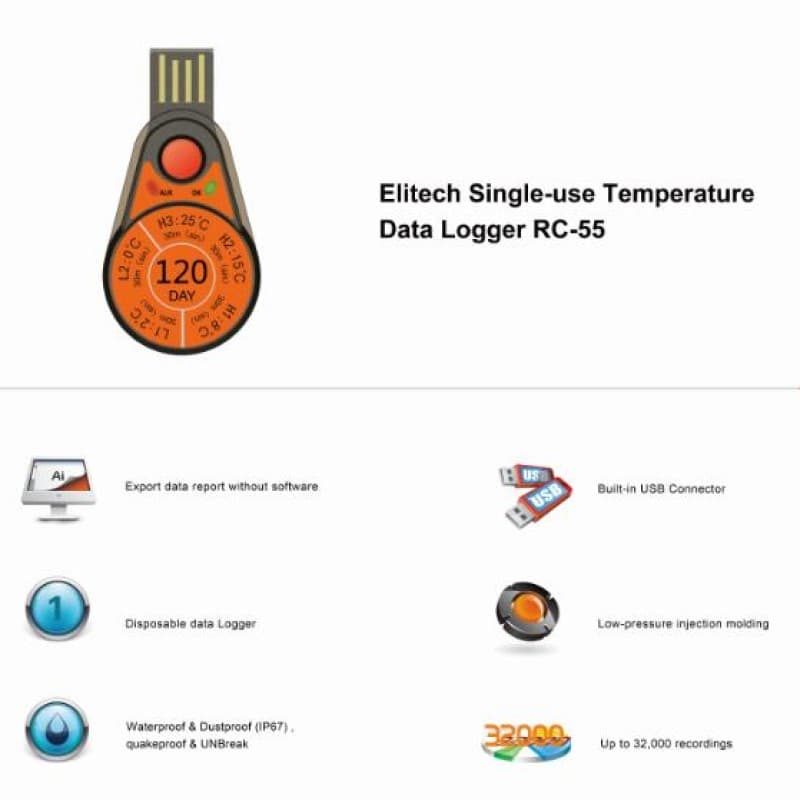 Elitech RC-55 Temperature Data Logger Single-use