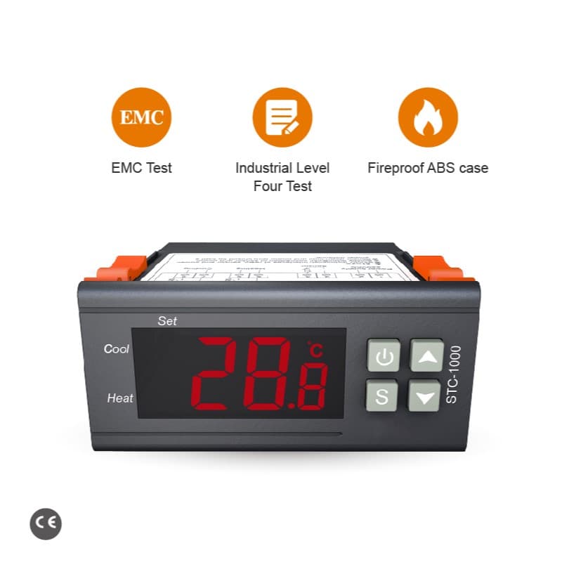 Elitech STC-1000 Temperature Controller Thermostat Automatic Switch Cooling and Heating, With Temperature Probe Sensor Input, 0.1℃ Resolution