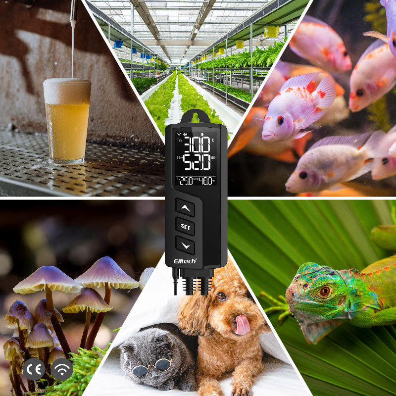 Elitech STC-1000WiFi TH Intelligent Temperature and Humidity Controller, Prewired - Just Plug and Play, WiFi Wireless Remote Control, Wall-mounted, Temperature and Humidity Integrated Probe Sensor