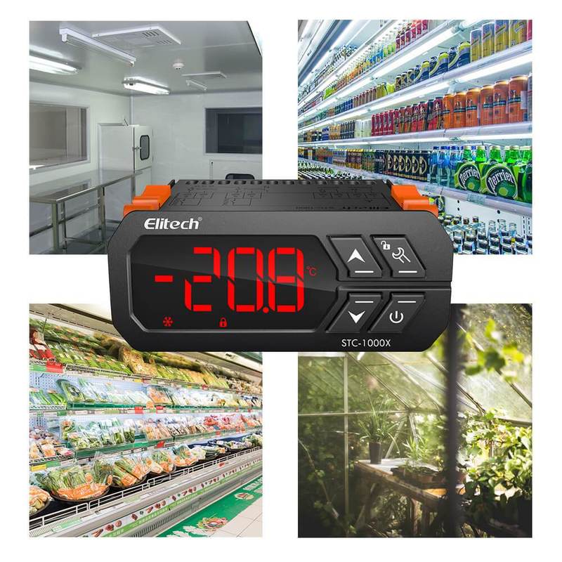 Elitech STC-1000X Temperature Controller Thermostat, Upgrade STC-1000, Automatic Switch Cooling and Heating, ℃/℉, With NTC Temperature Probe Sensor