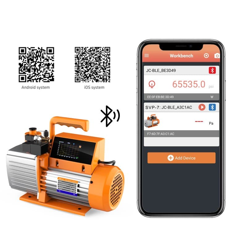 Elitech SVP-7 Intelligent 2-Stage Vacuum Pump, 7CFM,3S/L, APP Control, Data Logging, Smart Control, HVAC Refrigerator Auto Air Condition Service Tool