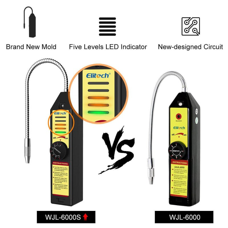 Elitech WJL-6000S Refrigerant Leak Detector Corona Sensor AC Halogen Gas Leaking Detection