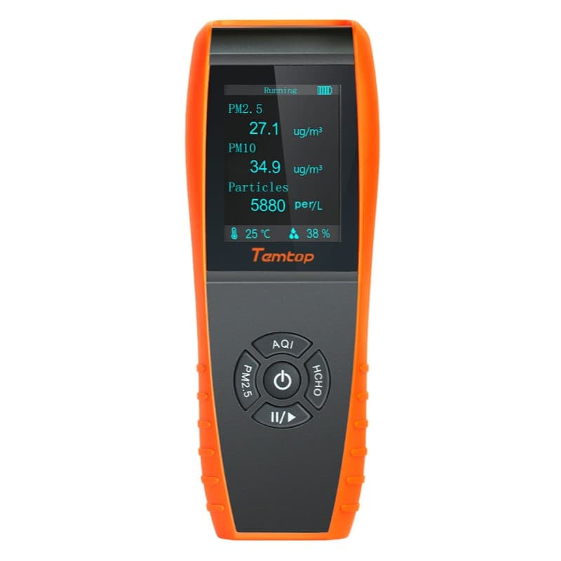 Temtop LKC-1000S+ Air Quality Monitor Air Pollution Tester for Indoor and outdoor with PM2.5 PM10 HCHO AQI Particles VOCs Humidity and Temperature