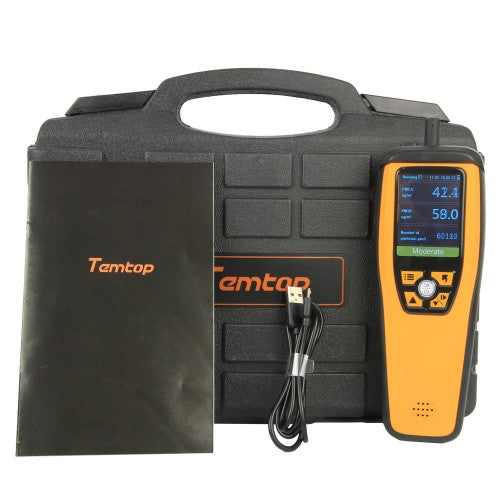 Temtop M2000 CO2 Air Quality Monitor PM2.5 PM10 Particles formaldehyde Air Quality Detector with Audio Alarm, Temperature Humidity Display Recording Curve, Easy Calibration