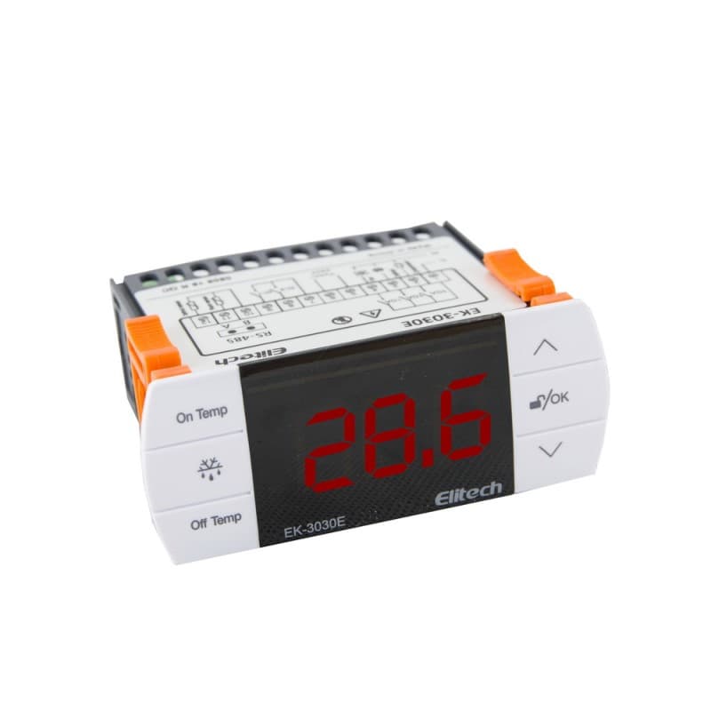 Elitech EK-3030E Digital Temperature Controller Cooling Defrosting and Fan Control Outpus With Temperature and Defrosting Prpbe Sensor, RS-485 Interface, Touch Key