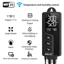 Load image into Gallery viewer, Elitech STC-1000WiFi TH Intelligent Temperature and Humidity Controller, Prewired - Just Plug and Play, WiFi Wireless Remote Control, Wall-mounted, Temperature and Humidity Integrated Probe Sensor