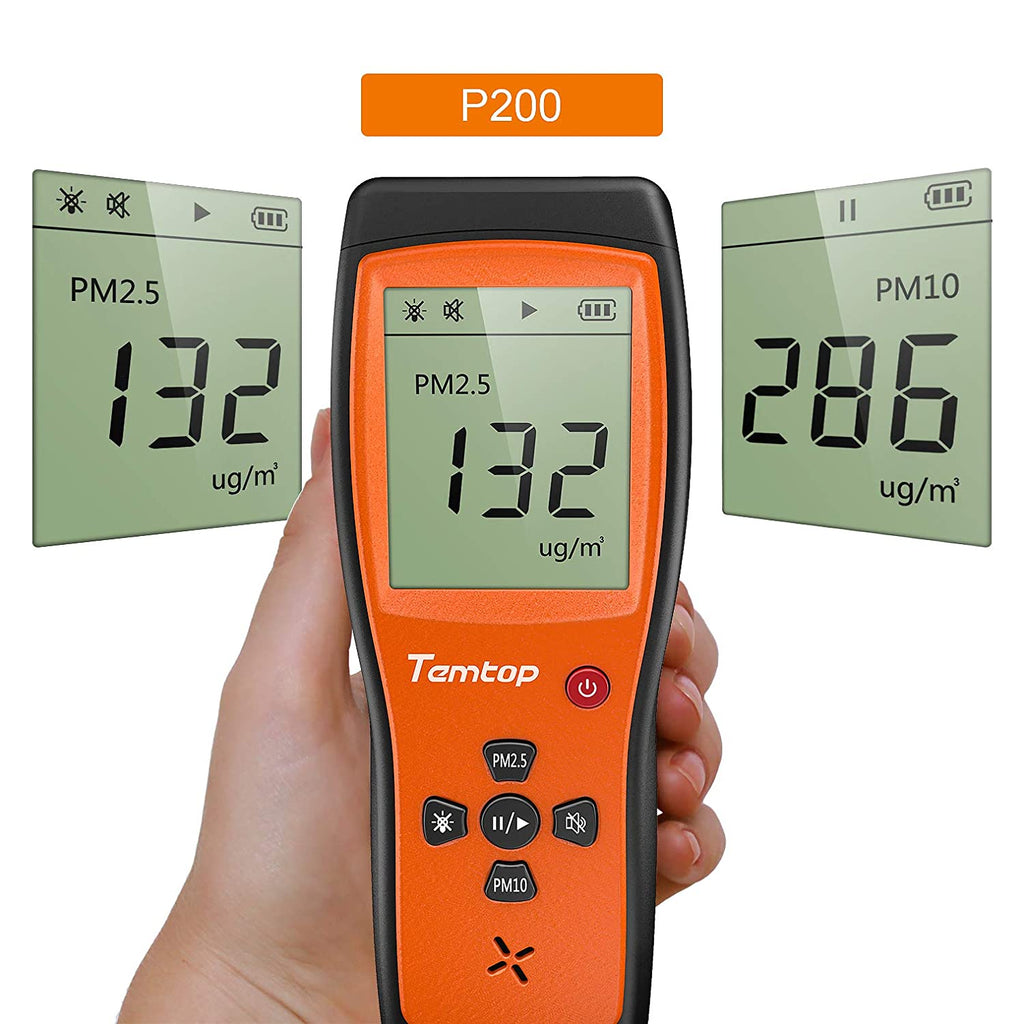 Temtop P200 Air Quality Monitor, Laser Particle Detector with AQI sensor, Professional Meter for Indoor and Outdoor, Accurate Testing for PM2.5 PM10