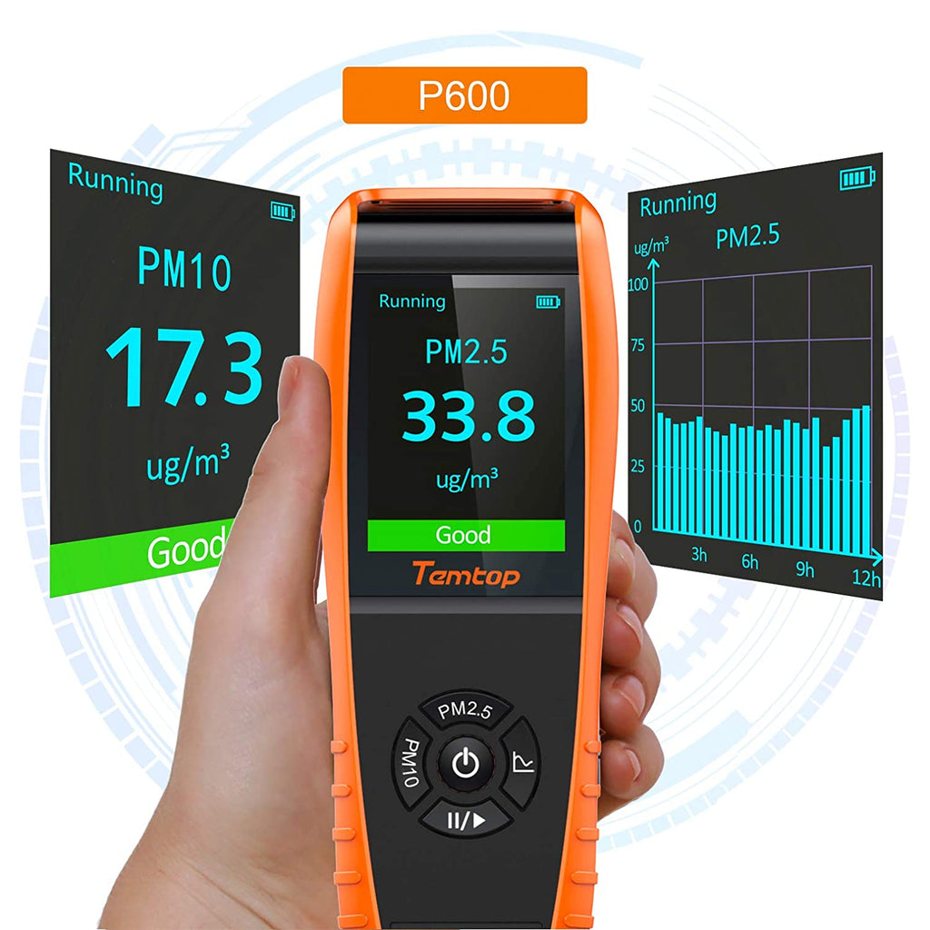 Temtop P600 Air Quality Monitor Portable Laser PM2.5 PM10 Particle Detector Professional Air Quality Monitor Meter Accurate Testing